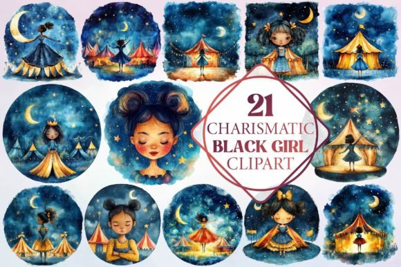 Charismatic Black Girl Clipart: Vibrant Digital Art for Modern Brands
