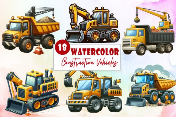 Construction Vehicles Clipart PNG Bundle