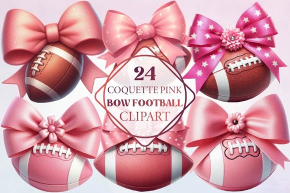 Coquette Pink Bow Football Clipart