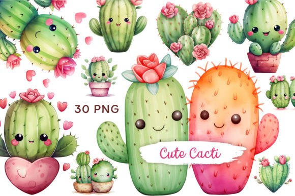 Cute Kawaii Cactus Clipart Collection