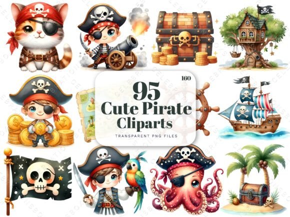 Cute Pirate Clipart and Pirate Graphics PNG for Creative Projects