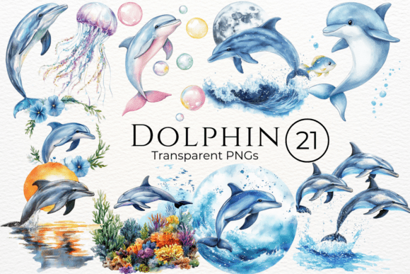 Dolphin Watercolor Cliparts for Creative Design Projects