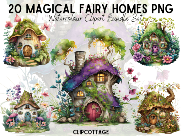 Fairy Garden House PNG Clipart Bundle
