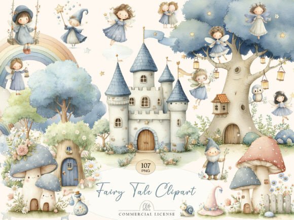 Fairy Tale Watercolor Clipart for Modern Design Projects