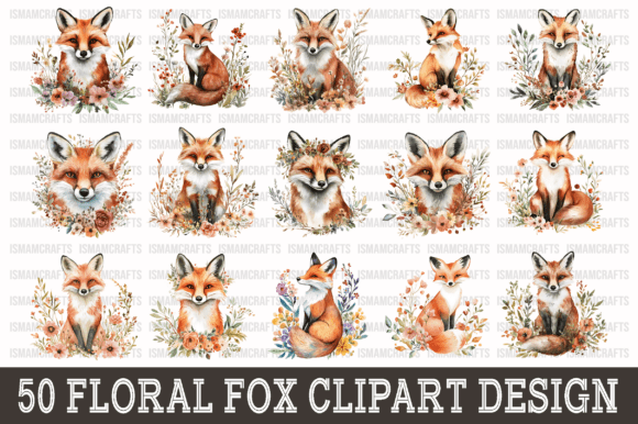 Floral Fox Watercolor Clipart Bundle Review