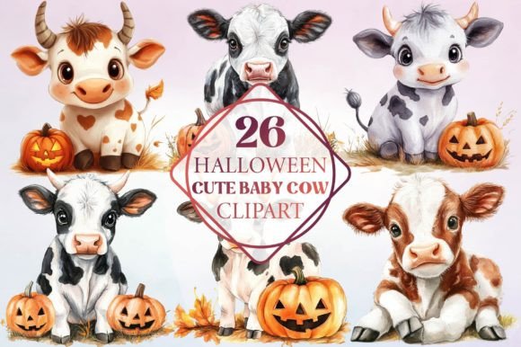 Halloween Cute Baby Cow Clipart for Creative Projects