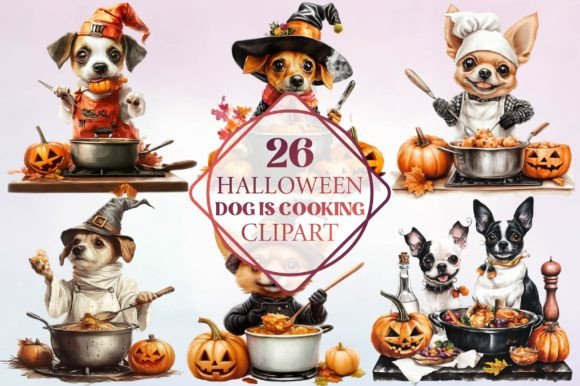 Halloween Dog is Cooking Clipart Adds Playful Warmth to Seasonal Design