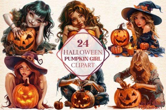 Halloween Pumpkin Girl Clipart