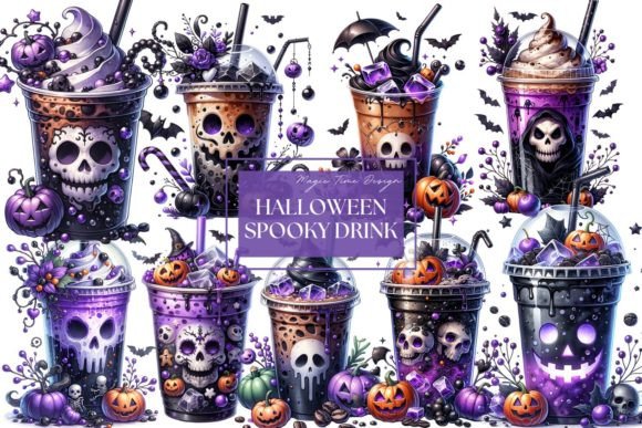 Halloween Spooky Coffee Clipart Bundle