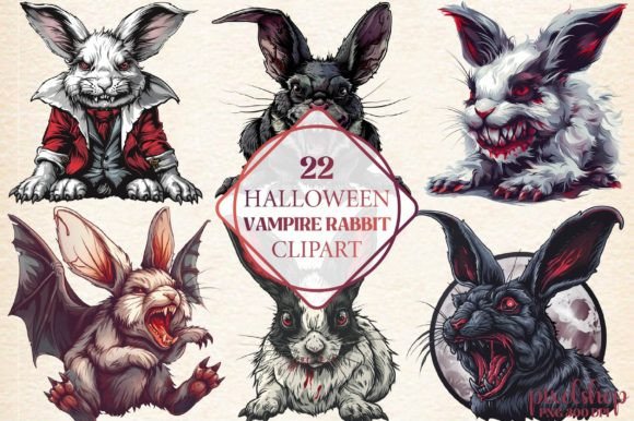 Halloween Vampire Rabbit Clipart for Creative Projects