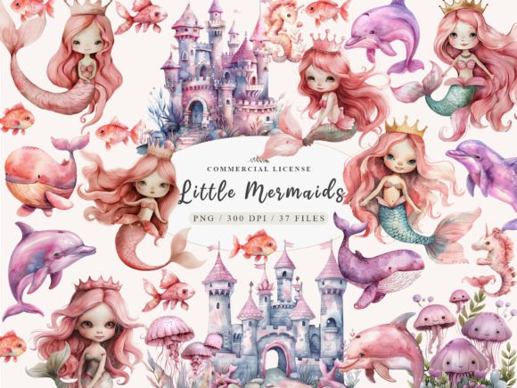 Mermaid & Sea Animals Clipart for Creators
