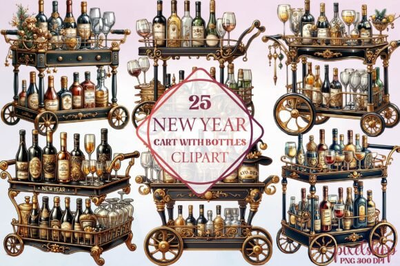 New Year Cart with Bottles Clipart: A Designer's Guide to Festive Visuals