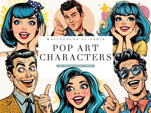 Pop Art Characters Clipart Bundle