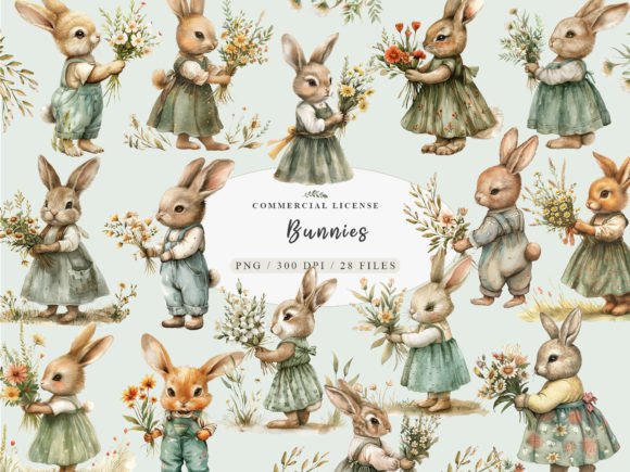 Rabbit Painting & Cute Bunny Clipart in Design