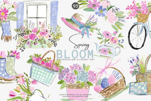 Spring Bloom Watercolor Clipart Set I