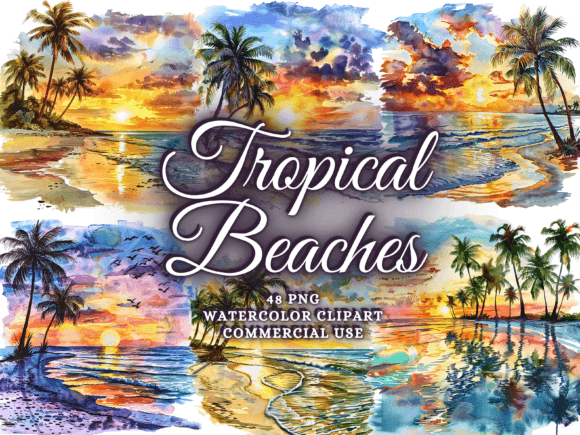 Summer Tropical Beach Clipart PNG Bundle