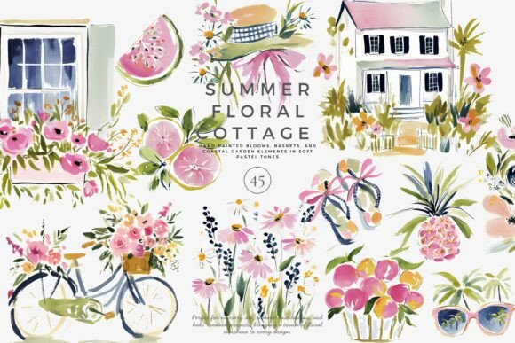 Summer Watercolor Clipart Set for Vibrant Design Projects