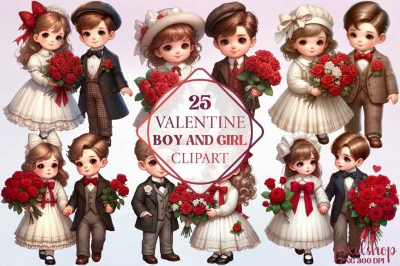 Valentine Boy and Girl Clipart: A Playful Font for Heartfelt Designs