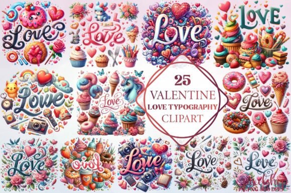 Valentine Love Typography Clipart for Designers and Creatives