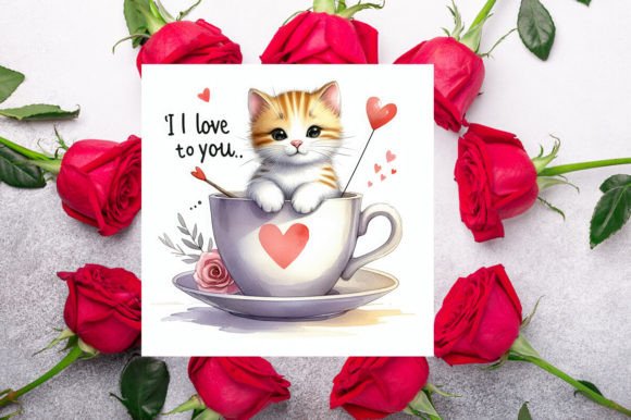 Valentine's Cute Cat Illustration: A Playful Font for Love-Filled Projects