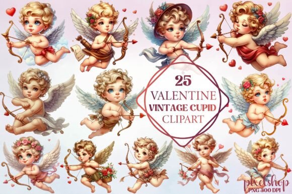 Valentine Vintage Cupid Clipart: Whimsy Meets Nostalgia