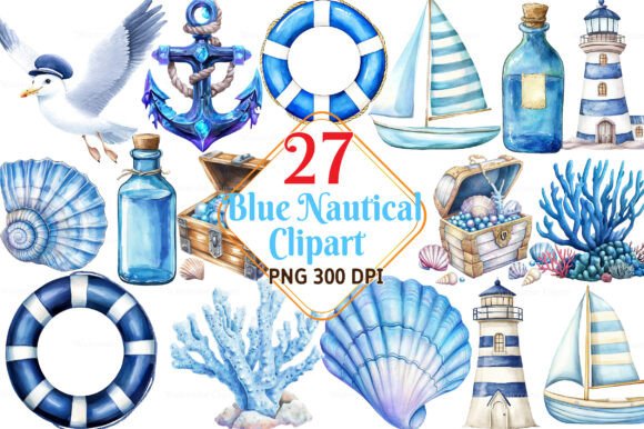 Watercolor Blue Nautical Collection: A Coastal Font