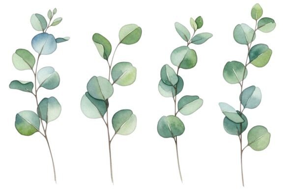 Watercolor Eucalyptus Leaves Set: A Natural Fit for Modern Branding