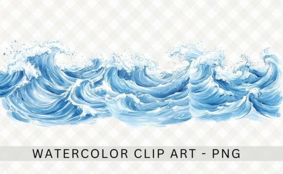 Watercolor Ocean Waves Clipart in Design