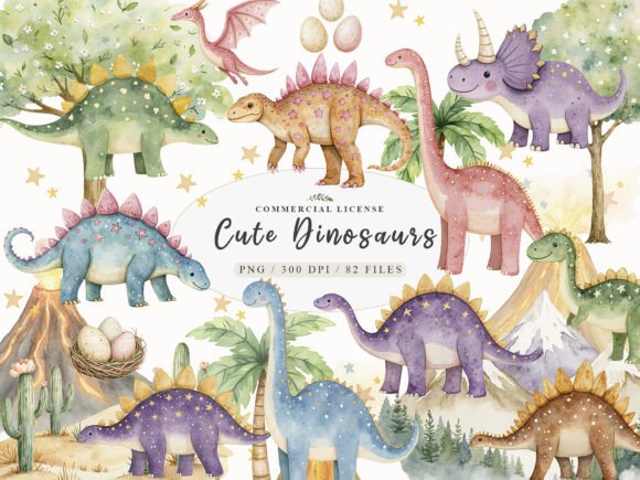 Watercolor Paleontology Dinosaur Animal: A Font That Roars with Artistic Soul