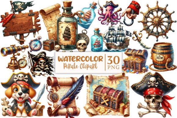 Watercolor Pirate Clipart Bundle: A Treasure Trove for Designers