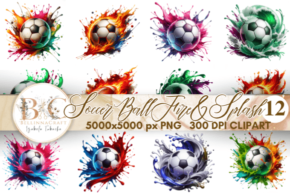 Watercolor Soccer Ball Fire and Splash: A Dynamic Display Font for Bold Projects