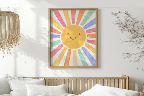 Watercolor Sun Wall Art Print: Design & Application