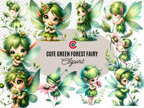 Wishmecle Green Forest Fairy Clipart